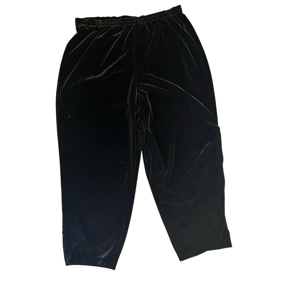 Size 18 vintage 90s black velvet relaxed cropped pants whimsy goth plus size